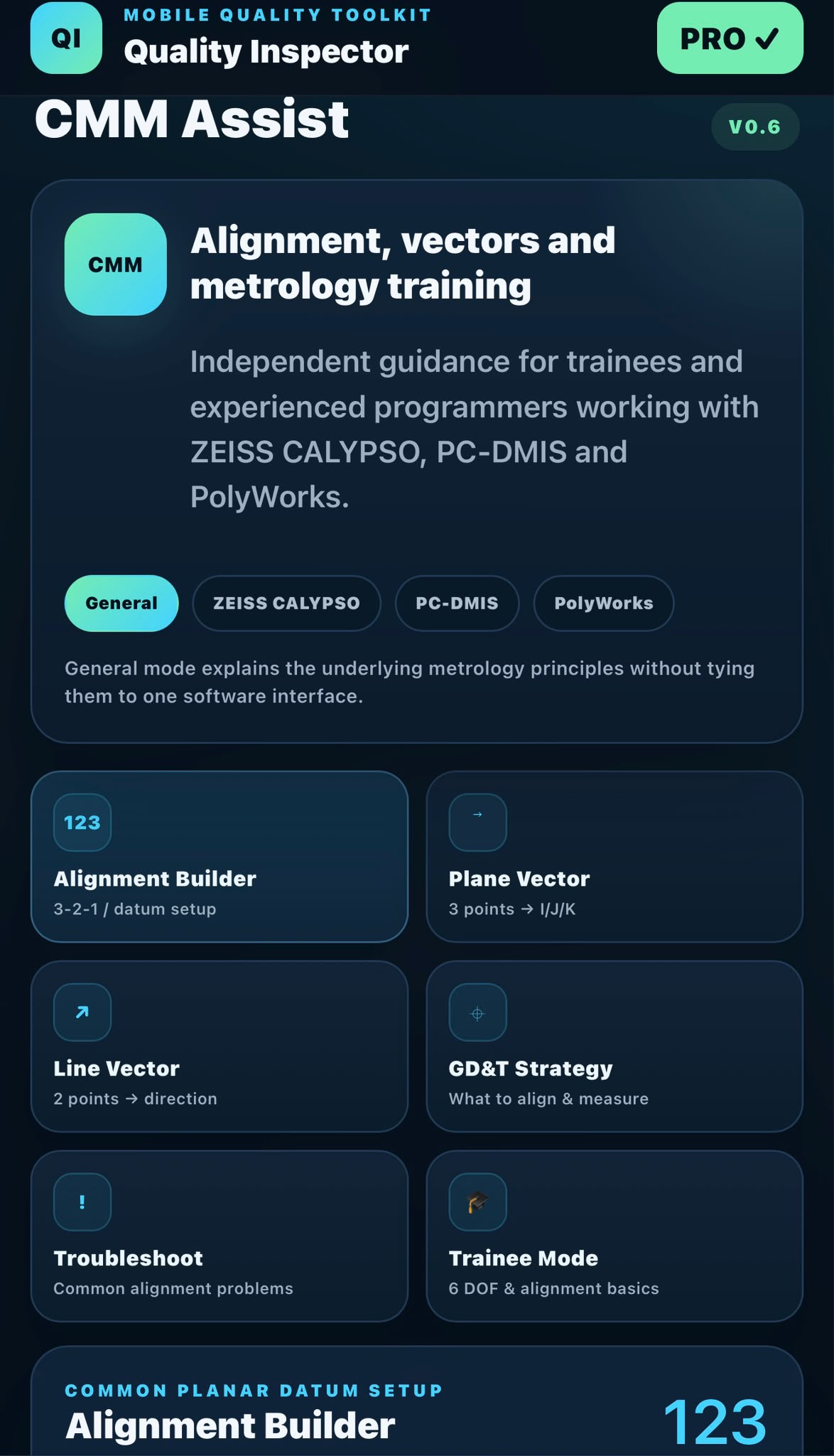 Quality Suite visual guidance screen